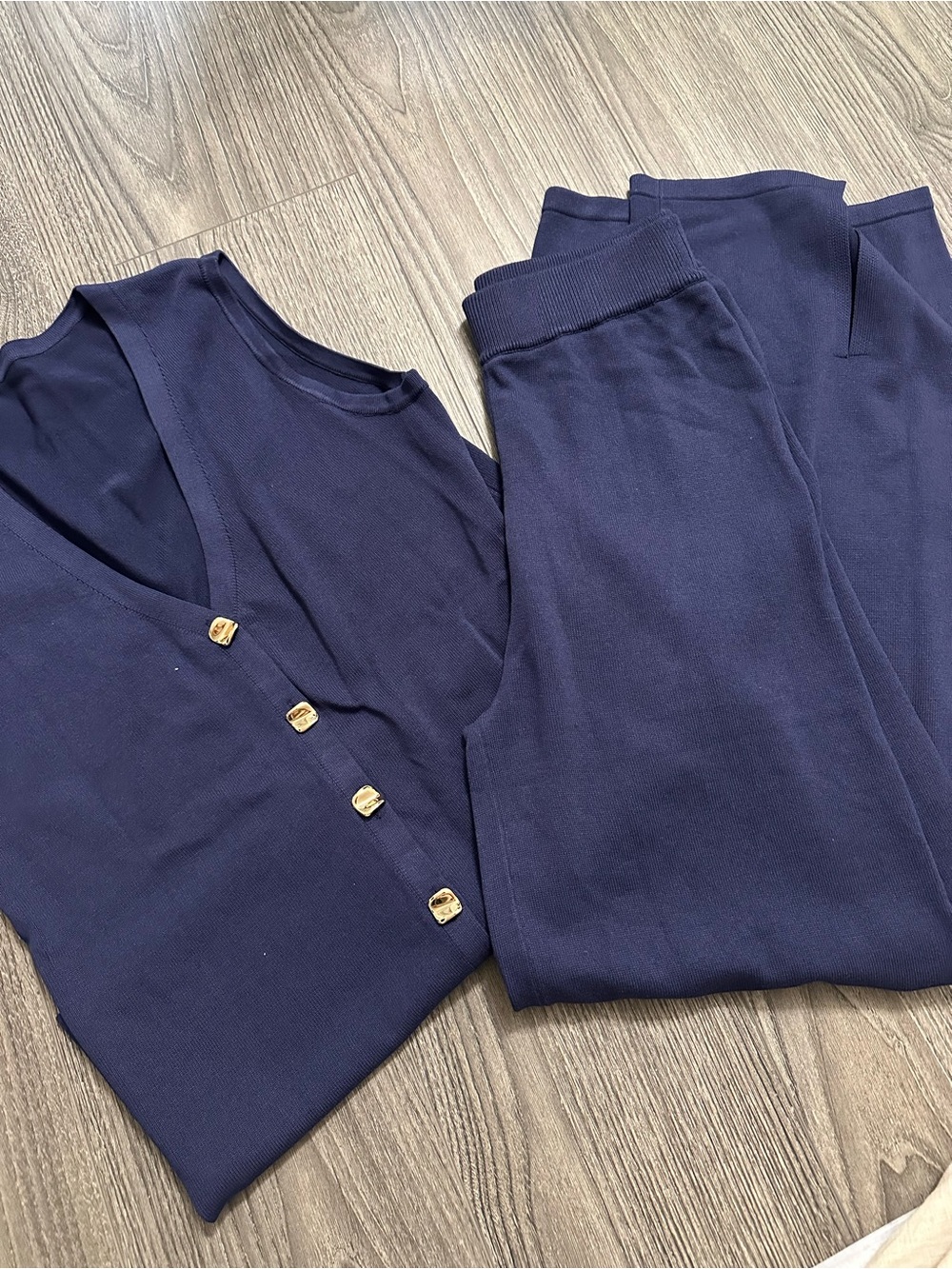 Golden Button Knit Vest Pants Set - Picture 7 of 7